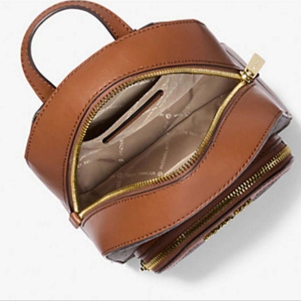 Michael Kors Tan and Brown Signature Backpack - Picture 4 of 9
